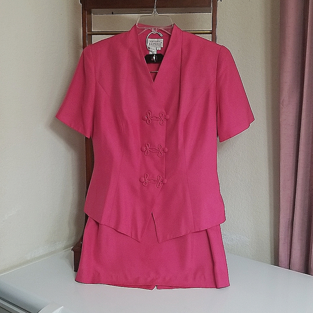 Adrianna Papell 2pc Skirt Pink Suit